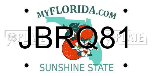 JBRQ81 Florida License Plate