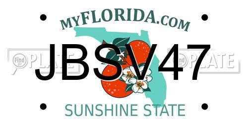 JBSV47 Florida License Plate
