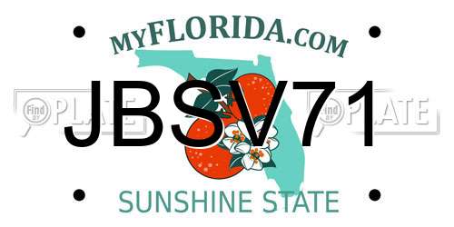 JBSV71 Florida License Plate
