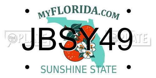 JBSY49 Florida License Plate