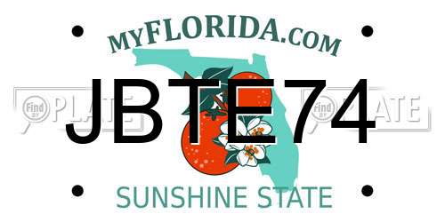 JBTE74 Florida License Plate