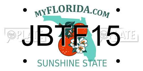 JBTF15 Florida License Plate