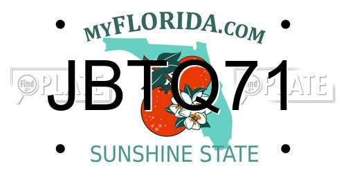 JBTQ71 Florida License Plate