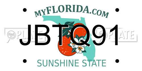 JBTQ91 Florida License Plate