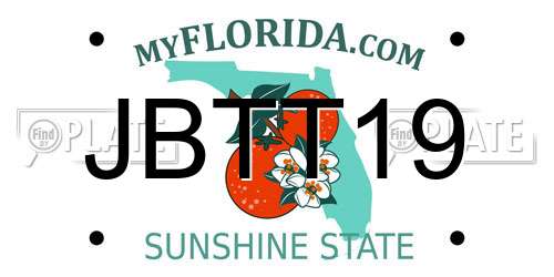 JBTT19 Florida License Plate