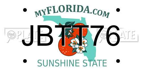 JBTT76 Florida License Plate