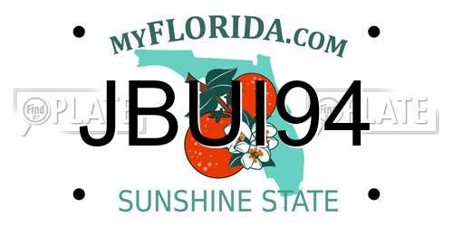 JBUI94 Florida License Plate