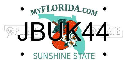JBUK44 Florida License Plate