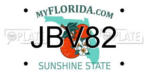 JBV82 Florida License Plate