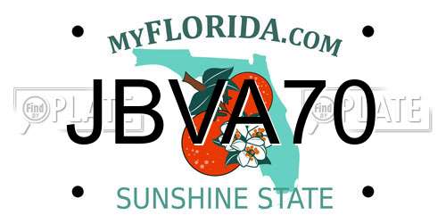 JBVA70 Florida License Plate