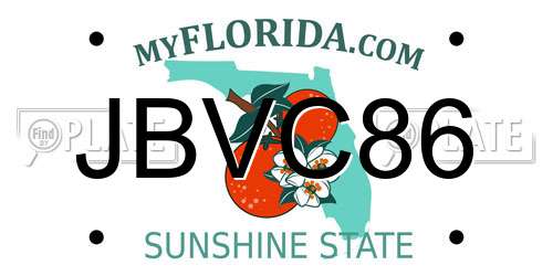 JBVC86 Florida License Plate
