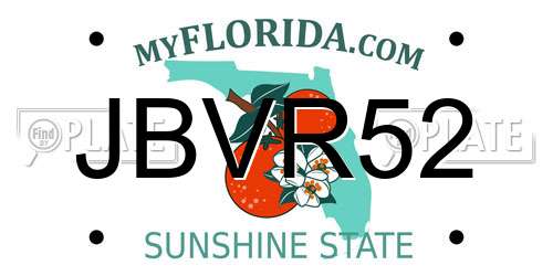 JBVR52 Florida License Plate