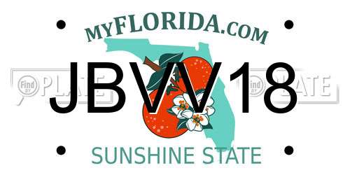 JBVV18 Florida License Plate