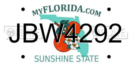 JBW4292 Florida License Plate