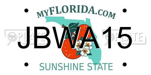 JBWA15 Florida License Plate