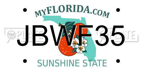 JBWF35 Florida License Plate
