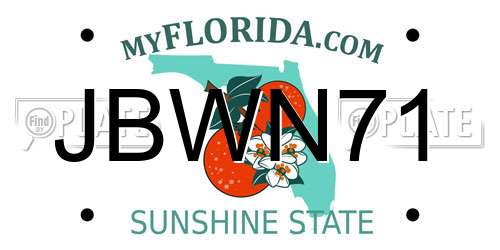JBWN71 Florida License Plate