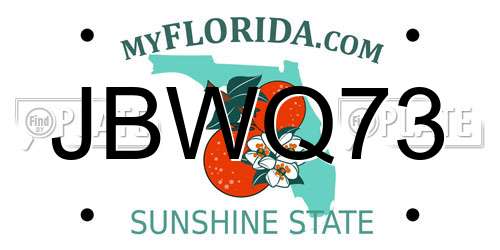 JBWQ73 Florida License Plate