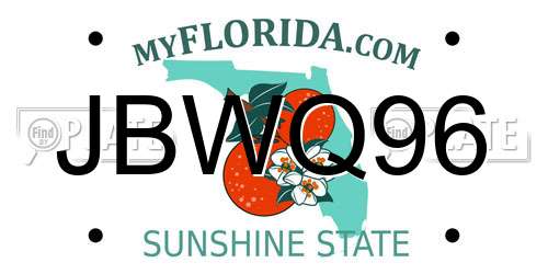JBWQ96 Florida License Plate