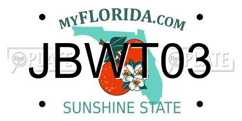 JBWT03 Florida License Plate