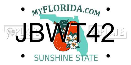 JBWT42 Florida License Plate