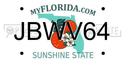 JBWV64 Florida License Plate