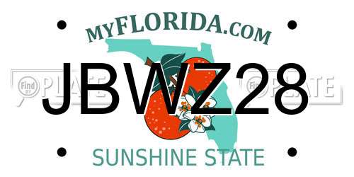 JBWZ28 Florida License Plate