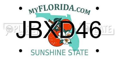 JBXD46 Florida License Plate
