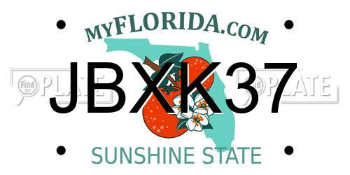 JBXK37 Florida License Plate