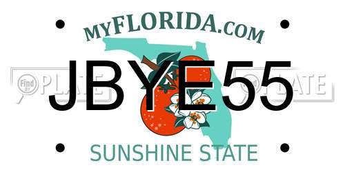 JBYE55 Florida License Plate