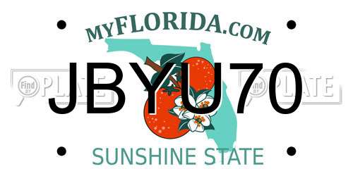 JBYU70 Florida License Plate
