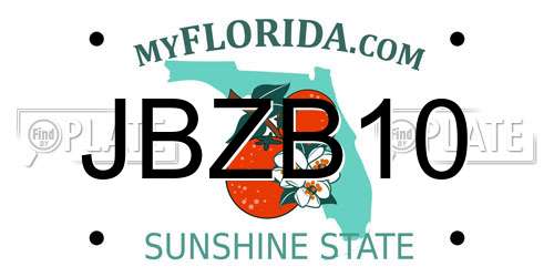 JBZB10 Florida License Plate