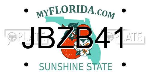 JBZB41 Florida License Plate