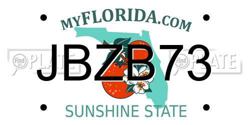JBZB73 Florida License Plate