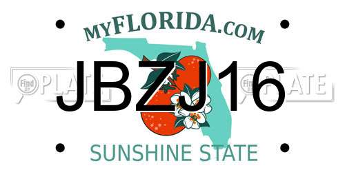 JBZJ16 Florida License Plate