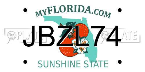 JBZL74 Florida License Plate