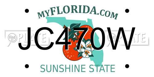 JC470W Florida License Plate