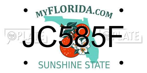 JC585F Florida License Plate