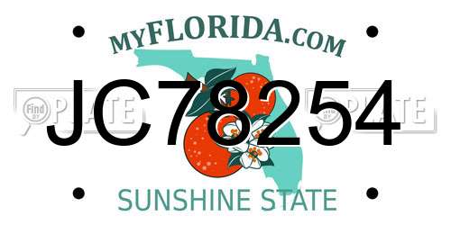 JC78254 Florida License Plate