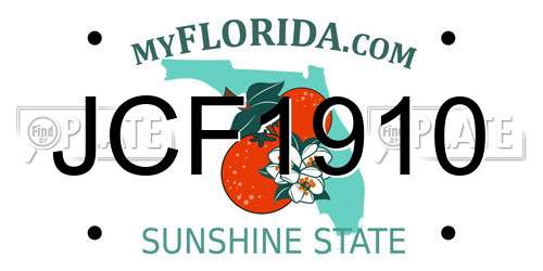 JCF1910 Florida License Plate