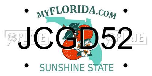 JCGD52 Florida License Plate