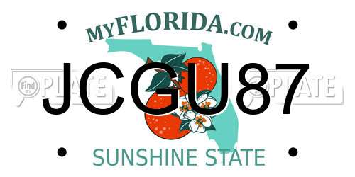 JCGU87 Florida License Plate