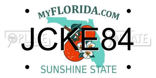 JCKE84 Florida License Plate