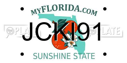 JCKI91 Florida License Plate