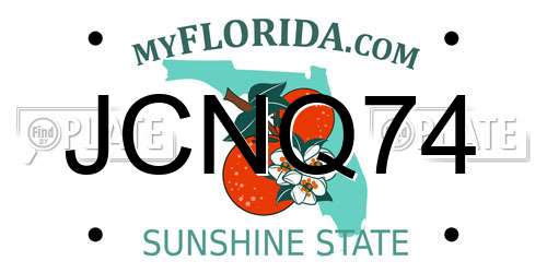 JCNQ74 Florida License Plate