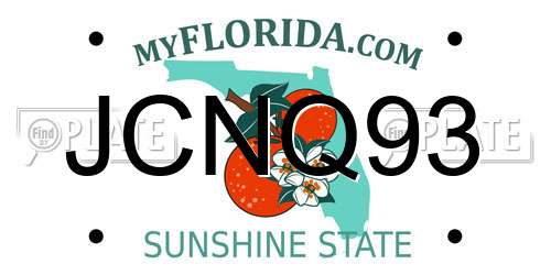 JCNQ93 Florida License Plate