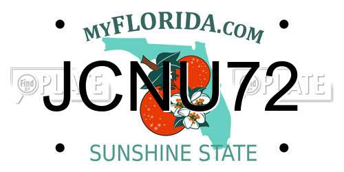 JCNU72 Florida License Plate
