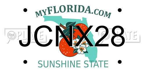 JCNX28 Florida License Plate