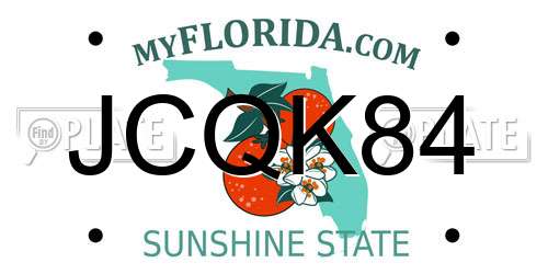 JCQK84 Florida License Plate