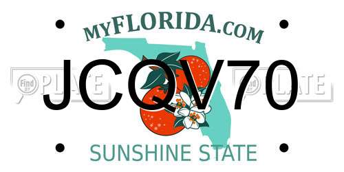 JCQV70 Florida License Plate